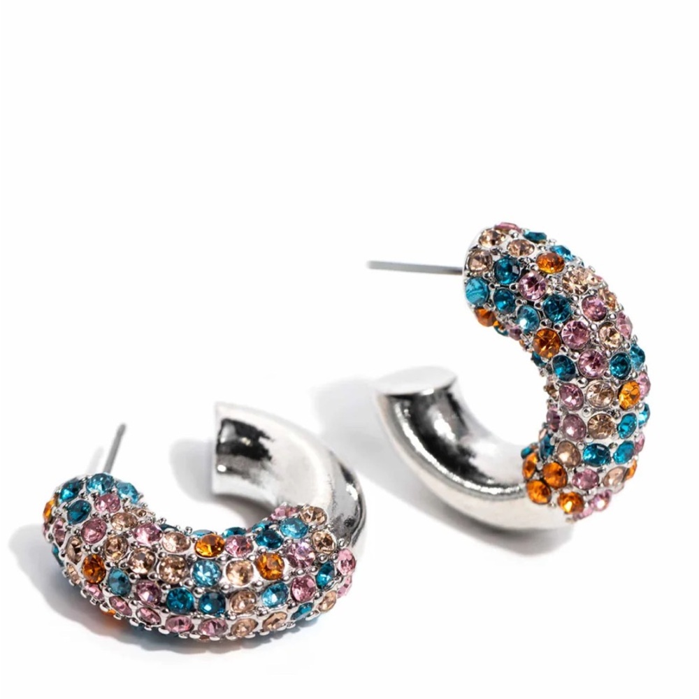 Modern Heart Orange Hoop Earrings - Picture 2 of 4